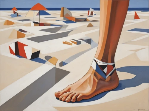 beach shoes,travel poster,olle gill,achille's heel,sandal,walk on the beach,fisherman sandal,david bates,beach defence,foot in dessert,the foot,foot,espadrille,summer beach umbrellas,beach landscape,bathing shoes,footstep,sylt,knokke,toe,Art,Artistic Painting,Artistic Painting 44