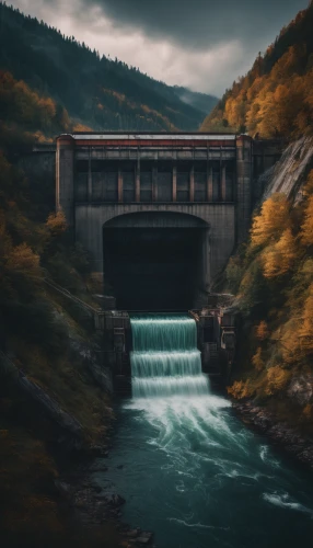 hydropower plant,hydroelectricity,devil's bridge,dam,hangman's bridge,falls,sluice,drainage,water power,water flow,canal tunnel,flowing water,railroad bridge,bridge,scenic bridge,photomanipulation,running water,waterway,concrete bridge,waterways,Photography,General,Fantasy