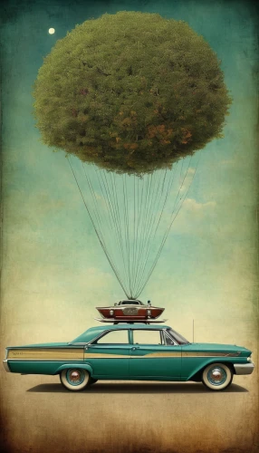 edsel,flying saucer,station wagon-station wagon,flying seed,edsel bermuda,chrysler airflow,planted car,buick century,atomic age,camper van isolated,edsel citation,surrealistic,buick electra,bodhi tree,buick y-job,moon car,buick super,retro vehicle,buick lesabre,money tree,Illustration,Realistic Fantasy,Realistic Fantasy 35