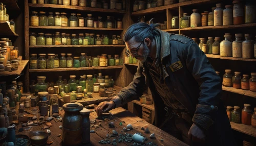 apothecary,potions,candlemaker,creating perfume,brandy shop,shopkeeper,alchemy,chemist,watchmaker,reagents,barmaid,oils,bartender,soap shop,potion,bottles,japanese whisky,vials,distillation,spice market,Photography,Documentary Photography,Documentary Photography 36