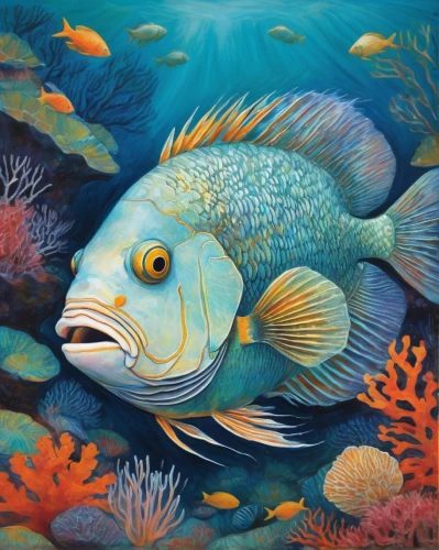 coral reef fish,blue stripe fish,ornamental fish,cichlid,underwater fish,marine fish,coral fish,blue fish,yellow fish,triggerfish-clown,discus fish,lemon surgeonfish,fish in water,tropical fish,triggerfish,coelacanth,golden angelfish,trigger fish,napoleon fish,forest fish,Illustration,Abstract Fantasy,Abstract Fantasy 15