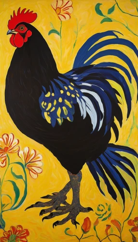 vintage rooster,portrait of a hen,rooster,phoenix rooster,cockerel,pullet,landfowl,roosters,khokhloma painting,polish chicken,domestic chicken,rooster head,hen,yellow chicken,rooster in the basket,bird painting,folk art,the chicken,bantam,chicken 65,Art,Artistic Painting,Artistic Painting 40