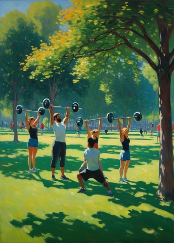 golfers,croquet,painting technique,playing field,touch football (american),sports exercise,painting,summer day,pétanque,practice balls,photo painting,oil painting,oil painting on canvas,volleyball net,sports training,oil on canvas,athletic field,lafayette park,art painting,frisbee games,Art,Artistic Painting,Artistic Painting 04