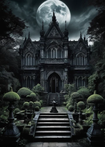 witch house,mortuary temple,gothic style,witch's house,haunted cathedral,ghost castle,gothic architecture,haunted castle,the haunted house,dark gothic mood,haunted house,gothic,shinigami,fairy tale castle,dark art,castle of the corvin,halloween background,hall of the fallen,creepy house,fairytale castle,Illustration,Realistic Fantasy,Realistic Fantasy 46