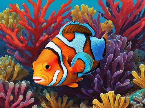 nemo,clown fish,coral guardian,underwater background,coral fish,coral reef,clownfish,amphiprion,foxface fish,coral reef fish,beautiful fish,tropical fish,marine fish,sea animal,colorful background,underwater fish,anemone fish,deep coral,discus fish,butterflyfish,Illustration,Vector,Vector 03