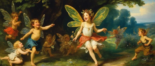 fairies aloft,apollo and the muses,vintage fairies,cupido (butterfly),fairies,cherubs,child fairy,faerie,adam and eve,cupid,bougereau,gonepteryx cleopatra,happy children playing in the forest,faery,hunting scene,secret garden of venus,baptism of christ,colomba di pasqua,angel's trumpets,the night of kupala,Art,Classical Oil Painting,Classical Oil Painting 08