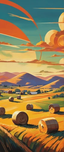 plains,mushroom landscape,wheat field,dune landscape,wheat fields,futuristic landscape,field of cereals,desert landscape,namib,prairie,farm landscape,grasslands,autumn landscape,rural landscape,desert desert landscape,barley field,grain field,fall landscape,salt meadow landscape,straw field,Illustration,Retro,Retro 12