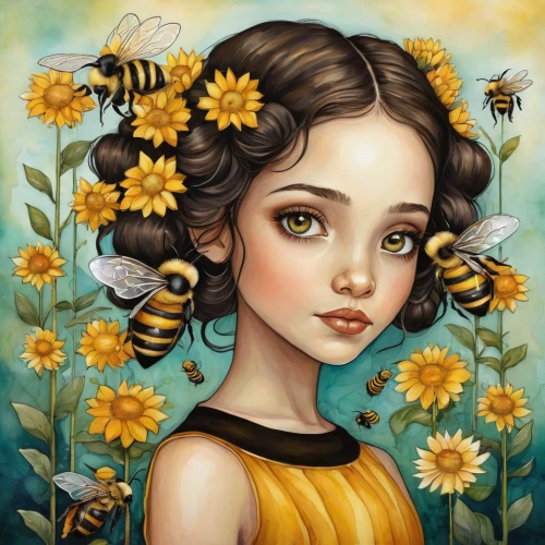 girl in flowers,pollinate,honey bee,pollinating,honeybee,pollinator,vanessa (butterfly),bee,pollination,gray sandy bee,yellow daisies,beautiful girl with flowers,yellow butterfly,julia butterfly,helianthus,flower girl,honeybees,honey bee home,sunflower lace background,honey bees,Conceptual Art,Daily,Daily 34