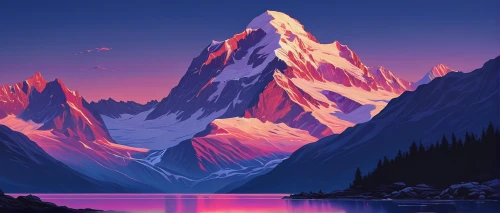 mountains,giant mountains,snowy peaks,mountain range,mountain sunrise,mountain,mountain landscape,high mountains,snow mountains,mountain scene,mountainous landscape,snowy mountains,mountain peak,moutains,landscape background,glacier,mountain world,mountain lake,purple landscape,peaks,Conceptual Art,Fantasy,Fantasy 32