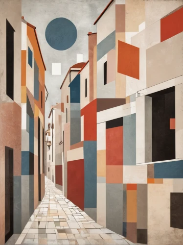 townscape,cubism,mondrian,art deco background,facade painting,riad,tiles shapes,italian painter,virtual landscape,city scape,art deco,urban landscape,abstract painting,panoramical,athens art school,wall painting,ceramic tile,meticulous painting,irregular shapes,street scene,Art,Artistic Painting,Artistic Painting 46