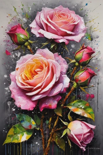 spray roses,flower painting,blooming roses,colorful roses,pink roses,rosa,landscape rose,noble roses,roses-fruit,flower art,bella rosa,rose flower illustration,roses,rosa-sinensis,rose roses,floral rangoli,way of the roses,bouquet of roses,rose bouquet,watercolor roses,Conceptual Art,Graffiti Art,Graffiti Art 02