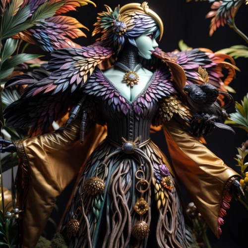 raven sculpture,garuda,fairy peacock,goddess of justice,png sculpture,baroque angel,sorceress,monarch,queen of the night,allies sculpture,bird of paradise,the enchantress,dryad,fantasy woman,voodoo woman,archangel,angel figure,plumage,the carnival of venice,harpy