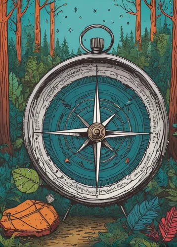 compass,bearing compass,time spiral,magnetic compass,compass direction,clock face,flow of time,clocks,clock,clockwork,four o'clocks,time machine,spring forward,compasses,compass rose,dartboard,chronometer,sundial,alice in wonderland,out of time,Illustration,Children,Children 06