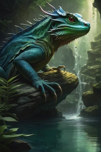 emerald lizard,green dragon,eastern water dragon,forest dragon,painted dragon,dragon of earth,gavial,chinese water dragon,real gavial,draconic,dragon lizard,salt water crocodile,eastern water dragon lizard,green lizard,crocodile,freshwater crocodile,crocodilian,dragon,crocodilian reptile,fantasy picture,Conceptual Art,Fantasy,Fantasy 11