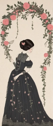 geisha,geisha girl,crow queen,plum blossoms,japanese floral background,the sleeping rose,tea ceremony,dead bride,mukimono,the cherry blossoms,falling flowers,girl in a wreath,flower and bird illustration,cancer illustration,japanese art,hanbok,floral japanese,coffee tea illustration,black rose,ikebana,Illustration,Abstract Fantasy,Abstract Fantasy 05