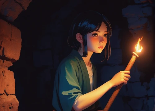 mulan,lantern,flame spirit,girl studying,candlelight,burning candle,burning torch,candlemaker,lanterns,illuminated lantern,fantasy portrait,oriental girl,japanese woman,torchlight,digital painting,the night of kupala,fire artist,mystical portrait of a girl,girl praying,fire siren,Conceptual Art,Fantasy,Fantasy 19