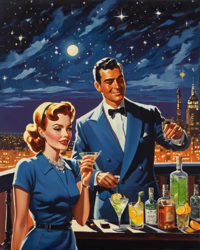 classic cocktail,cocktails,cocktail,astronomers,bartender,maraschino,aperitif,barman,vintage man and woman,atomic age,fifties,vodka martini,retro 1950's clip art,drinking party,unique bar,drinks,50s,romantic night,negroni,vintage 1950s,Conceptual Art,Sci-Fi,Sci-Fi 14