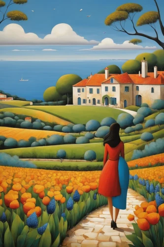 carol colman,breton,italian painter,olle gill,puglia,provence,girl picking flowers,woman with ice-cream,martin fisher,carol m highsmith,woman walking,home landscape,liguria,cape marguerite,landscape,girl with bread-and-butter,tommie crocus,coastal landscape,pinsa,apulia,Art,Artistic Painting,Artistic Painting 29