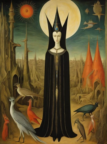 priestess,gothic portrait,queen of the night,sorceress,walpurgis night,dance of death,angel of death,archimandrite,crow queen,horn of amaltheia,gothic woman,candlemaker,the enchantress,the abbot of olib,seven sorrows,black candle,the prophet mary,the witch,the nun,star mother,Illustration,Abstract Fantasy,Abstract Fantasy 16