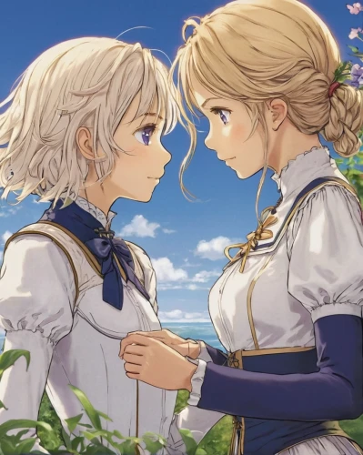 darjeeling,violet evergarden,lily of the field,honolulu,lilies of the valley,hands holding,darjeeling tea,lily of the desert,in the field,idyll,lilly of the valley,flowers of the field,angels,in the tall grass,mother and daughter,twin flowers,hand in hand,balalaika,everlasting flowers,sound of music,Illustration,Children,Children 02