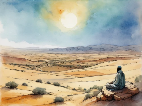 desert landscape,desert desert landscape,bedouin,desert background,watercolor background,libyan desert,the desert,dune landscape,arid landscape,capture desert,namib,desert,viewing dune,judaean desert,middle eastern monk,watercolor painting,watercolor,negev desert,namib rand,sahara,Illustration,Paper based,Paper Based 18