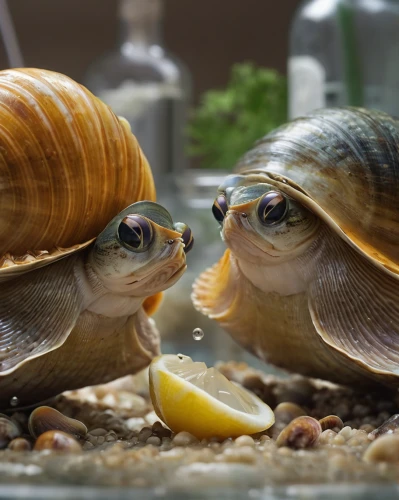 kawaii snails,mollusks,gastropods,shellfish,snails,marine gastropods,sea foods,molluscs,seafood,sea food,clams,nut snail,mollusc,sea snail,mollusk,half shell,aquaculture,escargot,dinner for two,aquarium inhabitants,Photography,General,Natural