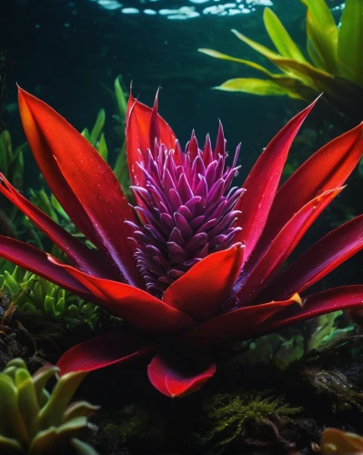 bromeliaceae,bromeliad,sea life underwater,bromelia,sea anemone,aquarium lighting,aquatic plants,underwater background,red water lily,underwater landscape,anemone fish,aquarium decor,tropical fish,aquatic plant,tropical bloom,tropical flowers,tide pool,pineapple flower,anemonefish,pond flower,Photography,Artistic Photography,Artistic Photography 01