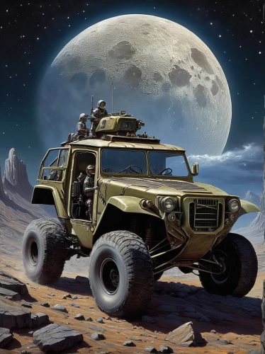 moon rover,moon car,moon vehicle,lunar prospector,land-rover,mars rover,land rover discovery,land rover series,moon valley,ford bronco ii,land rover,jeep wagoneer,snatch land rover,ford bronco,mercury mariner,mission to mars,moon landing,sci fiction illustration,jeep rubicon,mercedes-benz g-class,Illustration,Realistic Fantasy,Realistic Fantasy 22