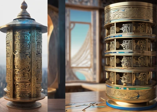 prayer wheels,vintage lantern,retro kerosene lamp,illuminated lantern,incense burner,pharaonic,japanese lantern,round tin can,beer stein,tin stove,islamic lamps,tea tin,storage-jar,rupees,kerosene lamp,medieval hourglass,canister,coffee grinder,tin can,coins stacks,Conceptual Art,Sci-Fi,Sci-Fi 24