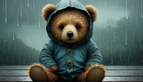 teddy bear crying,teddy bear waiting,raining,rainy day,fox in the rain,rain,raincoat,rainy weather,rainy,in the rain,rain suit,teddy-bear,raindops,heavy rain,rainy season,cute bear,teddy bear,bear teddy,teddybear,little bear,Illustration,Realistic Fantasy,Realistic Fantasy 35