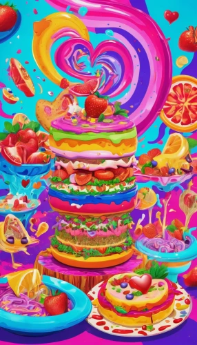cupcake background,donut illustration,food collage,hamburger plate,colorful pasta,background colorful,colorful spiral,colorful foil background,stylized macaron,children's background,crayon background,sweetmeats,spiral background,food platter,psychedelic art,donut drawing,plate of pancakes,candy cauldron,colored icing,colorful background,Conceptual Art,Oil color,Oil Color 23