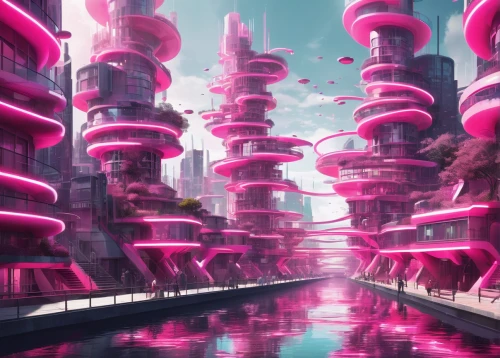 futuristic landscape,fantasy city,metropolis,panoramical,futuristic,pink city,futuristic architecture,dystopia,artificial island,scifi,ancient city,alien world,dystopian,virtual landscape,fractal environment,utopian,cyberpunk,alien planet,apiarium,cyberspace,Conceptual Art,Fantasy,Fantasy 02