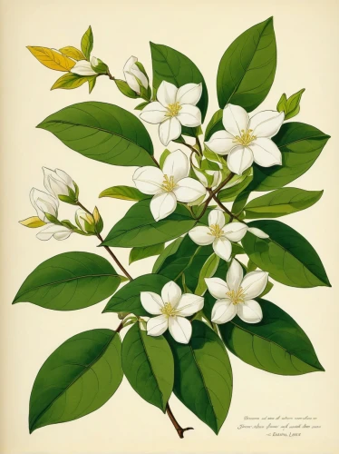 star jasmine,philadelphus erectus,indian jasmine,cape jasmine,brazilian jasmine,west indian jasmine,crape jasmine,illustration of the flowers,philadelphus coronarius,farmer's jasmine,camellia sasanqua,cherry laurel,flower jasmine,japanese jasmine,solanum jasminoides,jasminum sambac,white jasmine,jasmine flowers,cape honeysuckle,jasmine flower,Illustration,Retro,Retro 22