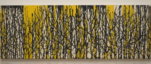 roy lichtenstein,birch trees,yellow wall,birch forest,bare trees,forsythia,row of trees,anellini,yellow grass,golden trumpet trees,tree grove,brushwood,birch,yellow background,yellow fir,abstract painting,thick paint strokes,painted tree,yellow and black,paint strokes,Conceptual Art,Oil color,Oil Color 15