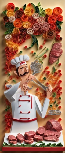 chef,food collage,cooking book cover,jamón,placemat,pizza supplier,chef hats,sushi art,men chef,chef hat,chef's uniform,salumi,jamón serrano,huaiyang cuisine,charcuterie,culinary art,meat carving,gastronomy,sicilian cuisine,antipasti,Unique,Paper Cuts,Paper Cuts 09