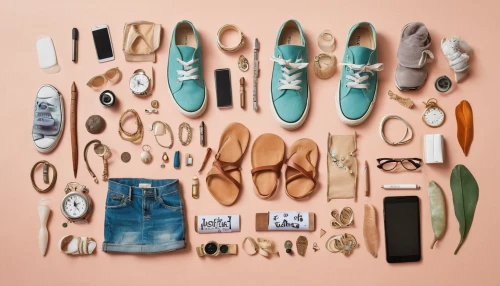 summer flat lay,flat lay,flatlay,christmas flat lay,women's accessories,shoe organizer,materials,shoe cabinet,shoes icon,compartments,objects,assortment,disassembled,icon set,beach shoes,organized,color palette,accessories,cosmetics,set of icons,Unique,Design,Knolling