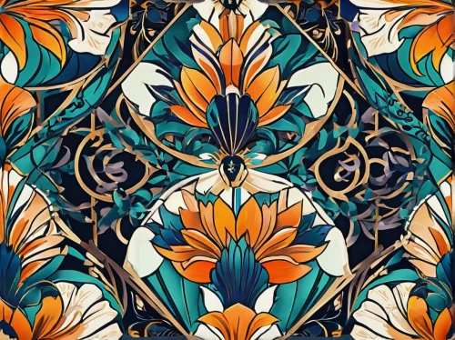 art nouveau design,orange floral paper,paisley digital background,seamless pattern,stained glass pattern,floral digital background,floral pattern,art nouveau,floral background,flowers pattern,moroccan pattern,megamendung batik pattern,background pattern,tulip background,paisley pattern,flowers png,fabric design,retro pattern,batik design,traditional pattern,Illustration,Vector,Vector 16