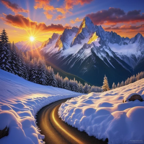 mountain sunrise,alpine sunset,snow landscape,alpine route,mountain highway,alpine drive,mountain road,mountain pass,snowy landscape,winter landscape,snowy mountains,landscape mountains alps,snowy peaks,mountains snow,steep mountain pass,snow mountain,mountain landscape,cascade mountain,snow mountains,alpine crossing,Conceptual Art,Daily,Daily 28