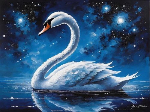constellation swan,white swan,trumpet of the swan,swan lake,swan,trumpeter swan,swan boat,swans,tundra swan,swan on the lake,fujian white crane,trumpeter swans,the head of the swan,mourning swan,young swan,swan pair,canadian swans,swan cub,bird painting,swan baby,Conceptual Art,Oil color,Oil Color 06