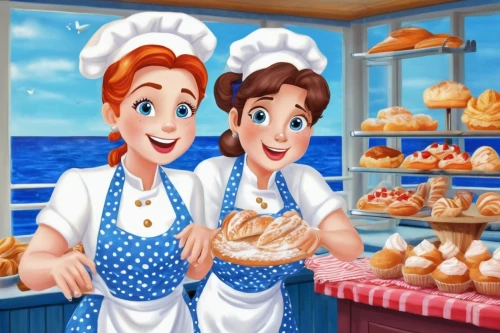 bakery products,bakery,zeppole,pastry chef,pastry shop,chefs,baking equipments,pastries,choux pastry,sweet pastries,pâtisserie,marzipan figures,sufganiyah,viennoiserie,taralli,cute cartoon image,food icons,challah,star kitchen,cooks,Illustration,Realistic Fantasy,Realistic Fantasy 19