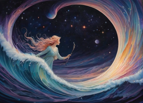 constellation swan,the zodiac sign pisces,mermaid background,aquarius,pisces,celestial body,celestial bodies,horoscope pisces,believe in mermaids,star winds,fantasy art,moonbeam,falling star,fantasy picture,fantasia,queen of the night,swirling,dreams catcher,celestial,angel playing the harp,Illustration,Abstract Fantasy,Abstract Fantasy 11