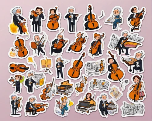 orchestra,string instruments,clipart sticker,plucked string instruments,musicians,symphony orchestra,orchesta,violinists,street musicians,music instruments,musical paper,string instrument accessory,musical instruments,musical notes,instruments musical,violins,music notes,philharmonic orchestra,stickers,music sheets,Unique,Design,Sticker