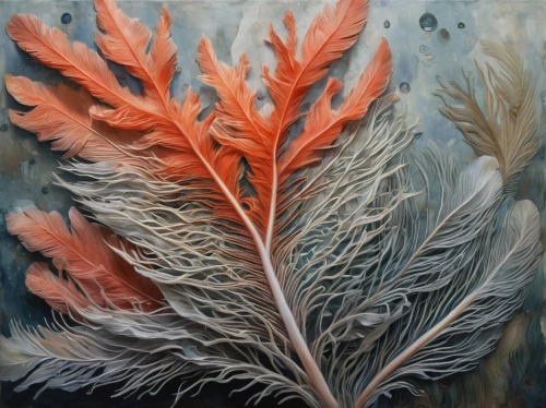 feather coral,feather carnation,soft coral,parrot feathers,sea anemone,watercolor leaves,kahila garland-lily,seaweeds,peacock feathers,feathers,schopf-torch lily,nudibranch,watercolor leaf,beak feathers,felted and stitched,swan feather,cloves schwindl inge,qin leaf coral,coral,carol colman,Conceptual Art,Oil color,Oil Color 05