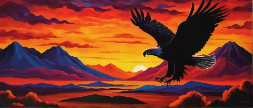 black hawk sunrise,mongolian eagle,bird painting,indigenous painting,eagle silhouette,african eagle,painting technique,khokhloma painting,eagle illustration,murder of crows,oil painting on canvas,vulture,eagle,vultures,mountain sunrise,eagles,avian,wool head vulture,oil on canvas,raven at arches,Art,Artistic Painting,Artistic Painting 31