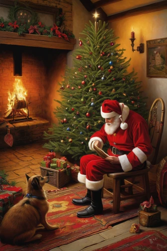 santa claus with reindeer,santa claus at beach,christmas scene,christmas animals,santa claus train,santa and girl,father christmas,santa claus,scared santa claus,the occasion of christmas,christmas greeting,christmas picture,christmas messenger,santa clauses,santa stocking,christmas greetings,opening presents,st claus,children's christmas,christmas photo,Illustration,Realistic Fantasy,Realistic Fantasy 22