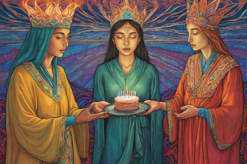 candlemas,the three wise men,zoroastrian novruz,three wise men,offering,celebration of witches,holy three kings,iranian nowruz,offerings,the three graces,novruz,the three magi,fourth advent,mantra om,nowruz,unity candle,druids,three kings,third advent,shamanism,Illustration,Realistic Fantasy,Realistic Fantasy 41