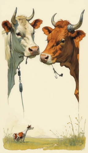 oxen,watusi cow,two cows,happy cows,cows,cow pats,horned cows,cows on pasture,dairy cows,horns cow,ruminants,cattle,cattles,milk cows,mountain cows,holstein cattle,domestic cattle,mother cow,cow with calf,livestock,Illustration,Paper based,Paper Based 17
