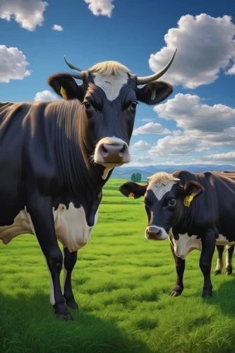 horned cows,holstein cattle,oxen,cows on pasture,two cows,cows,galloway cattle,moo,beef cattle,dairy cows,simmental cattle,domestic cattle,ears of cows,holstein-beef,bovine,cow herd,happy cows,cattle,dairy cattle,holstein cow,Illustration,Realistic Fantasy,Realistic Fantasy 26