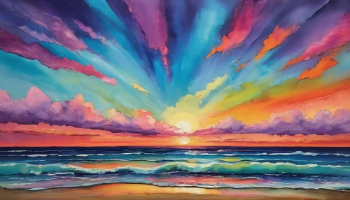 rainbow clouds,coast sunset,watercolor background,sunset beach,beach landscape,seascape,rainbow waves,oil painting on canvas,colorful background,sunrise beach,sea landscape,art painting,colorful light,sunburst background,watercolor paint strokes,watercolor painting,painting technique,water colors,colorful water,watercolor paint,Illustration,Paper based,Paper Based 06