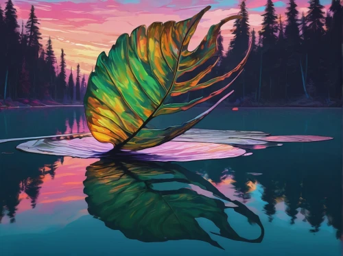 feather on water,watercolor leaf,watercolor leaves,leaf background,spring leaf background,suspended leaf,colorful leaves,watercolour leaf,water lily leaf,magnolia leaf,fallen leaf,pond flower,trillium lake,mammoth leaf,fall leaf,giant leaf,leaf drawing,colorful water,lotus leaf,fireweed,Conceptual Art,Daily,Daily 21